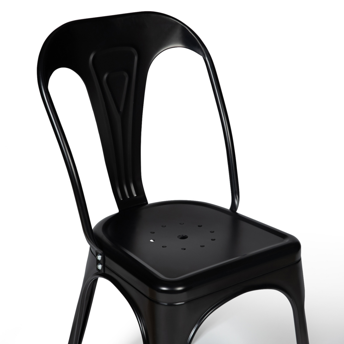 ID MARKET Lot de 2 chaises LENY métal noir mat empilable aspect brut factory