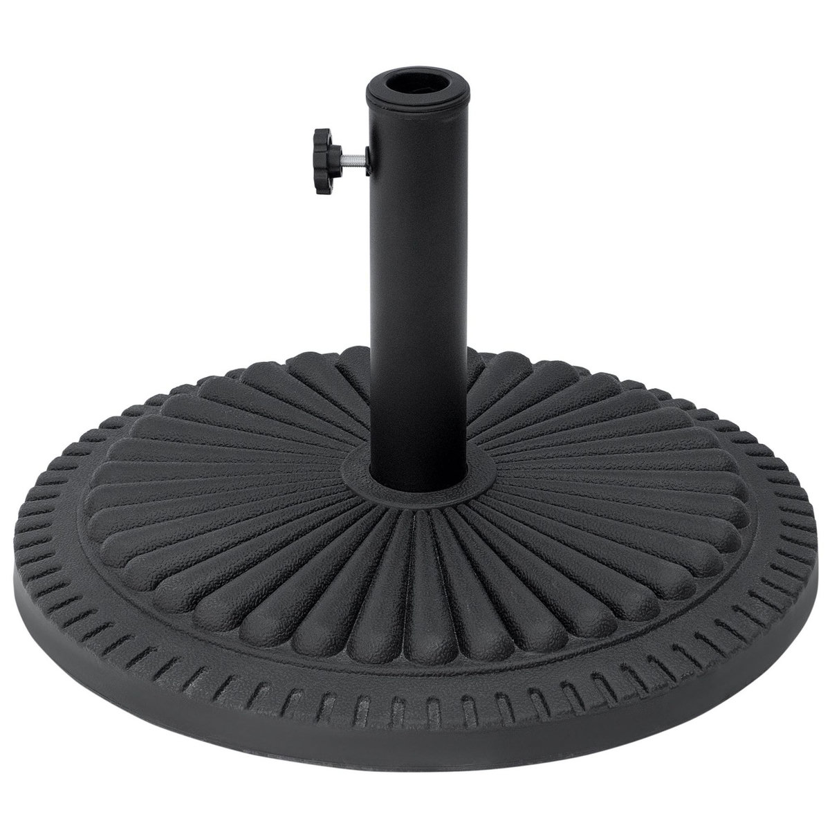 OUTSUNNY Pied de parasol base de lestage parasol rond ciment HDPE motif rosace Ø 49 cm poids net 15 Kg noir