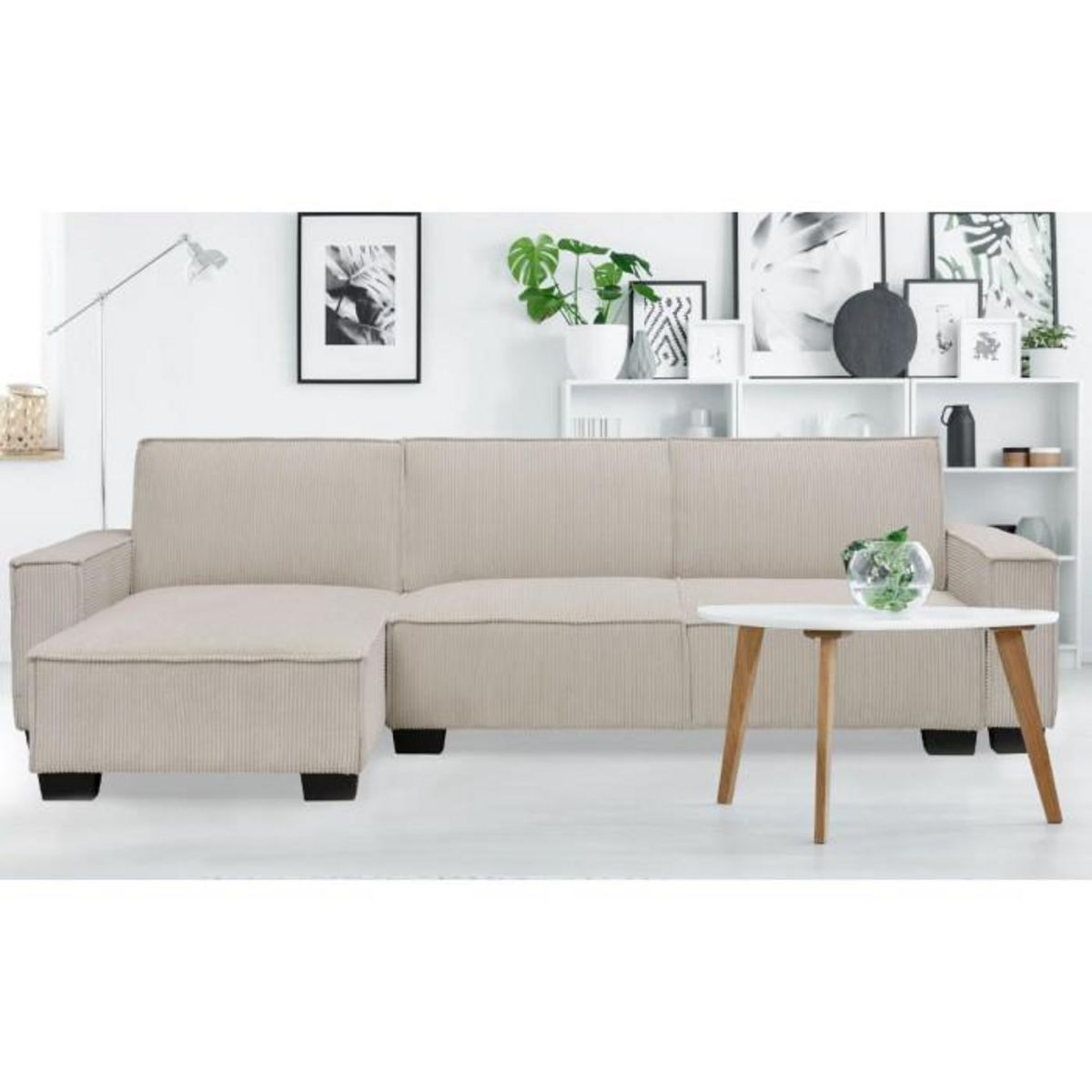 Paris Prix Canapé d'Angle Réversible Convertible  Hester  293cm Beige