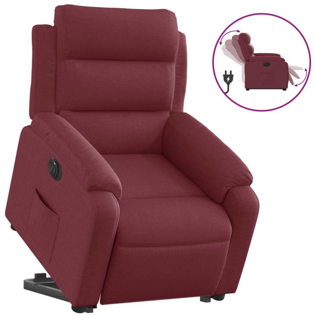 VIDAXL Fauteuil inclinable electrique rouge bordeaux tissu