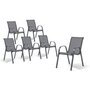 Inkazen Lot de 6 chaises de jardin empilables - Acier/Textilène - Anthracite