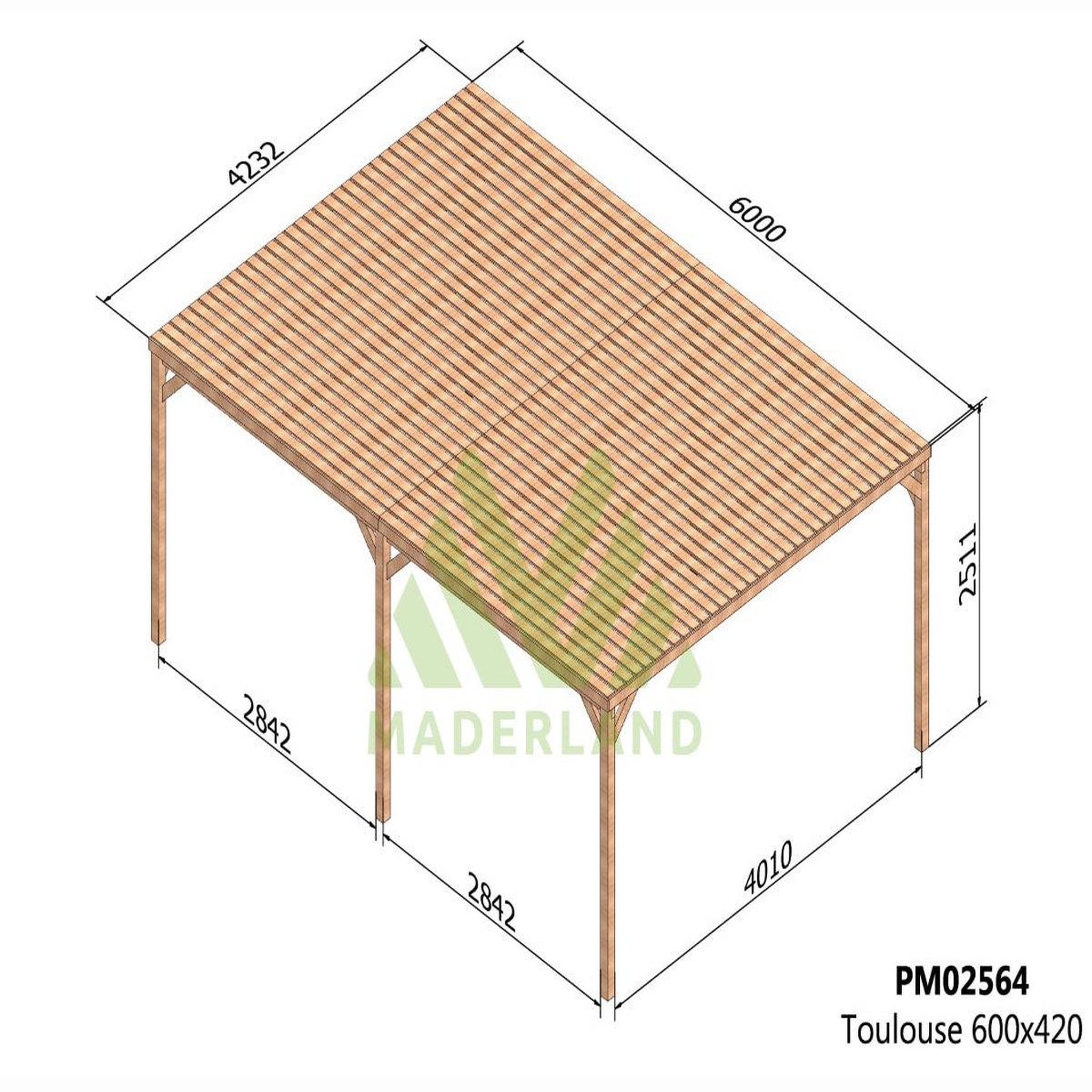 Voir la diapositive 3 : JARDIDECO Pergola en bois toulouse avec toit semi-ouvert 600 x 420 cm - maderland