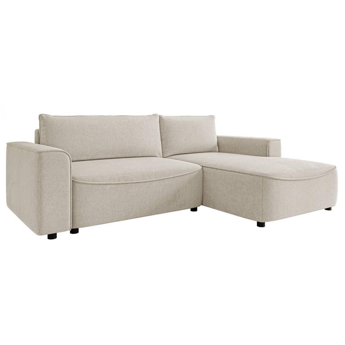 BEST MOBILIER Aurelia - canapé d'angle droit 4 places convertible avec coffre en tissu texturé
