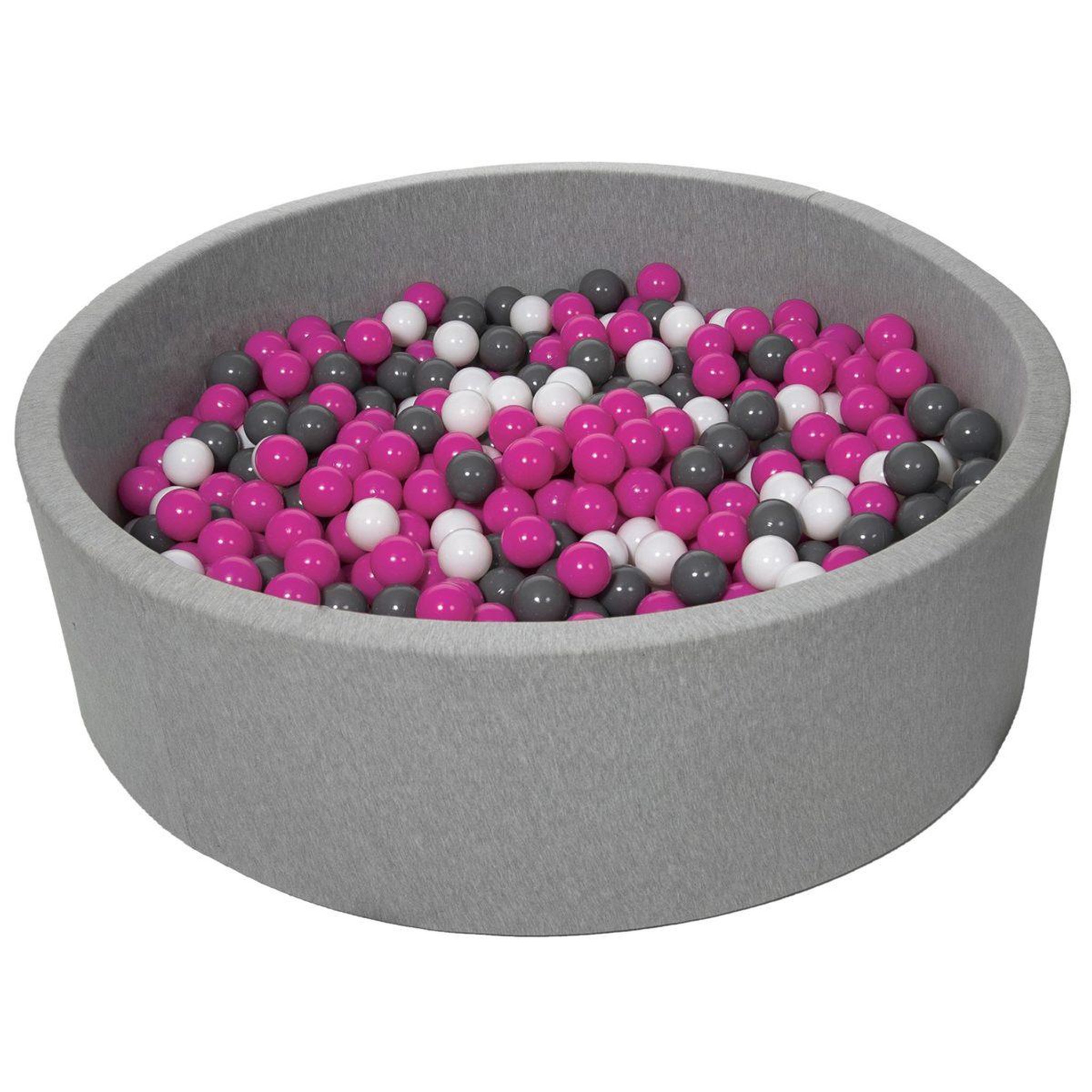 VELINDA Piscine à balles pour enfant, diamètre env.125 cm + 900 balles blanc, rose, gris
