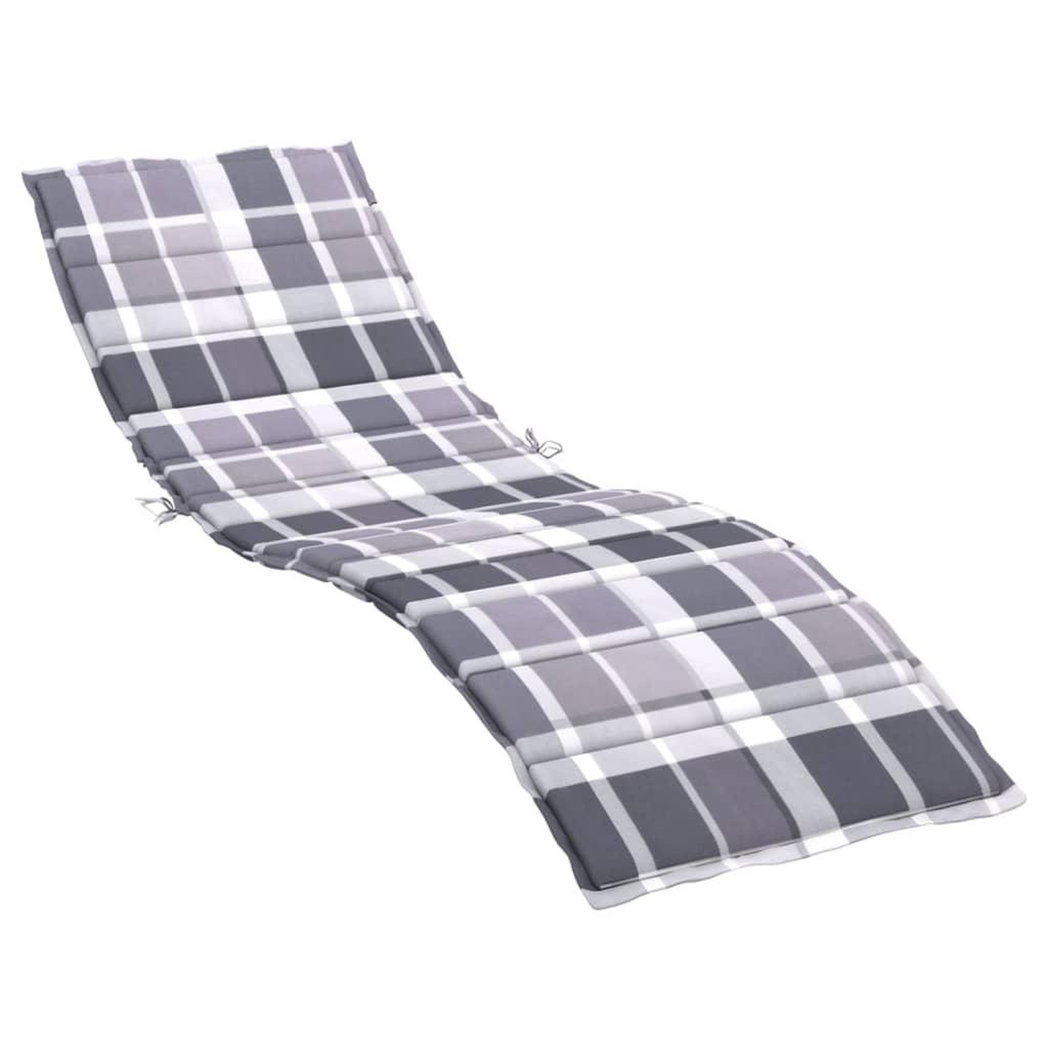 Voir la diapositive 2 : VIDAXL Coussin de chaise longue motif a carreaux gris 200x50x3 cm