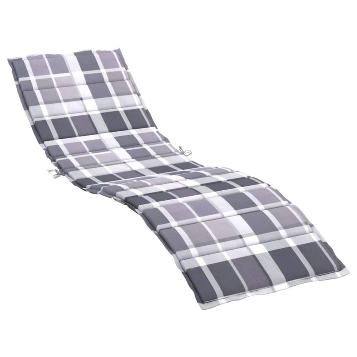 VIDAXL Coussin de chaise longue motif a carreaux gris 200x50x3 cm