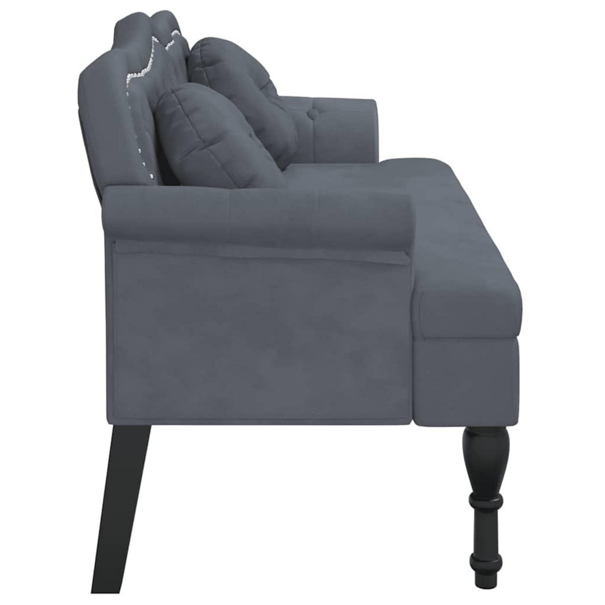 VIDAXL Banc avec coussins gris fonce 120,5x65x75 cm velours