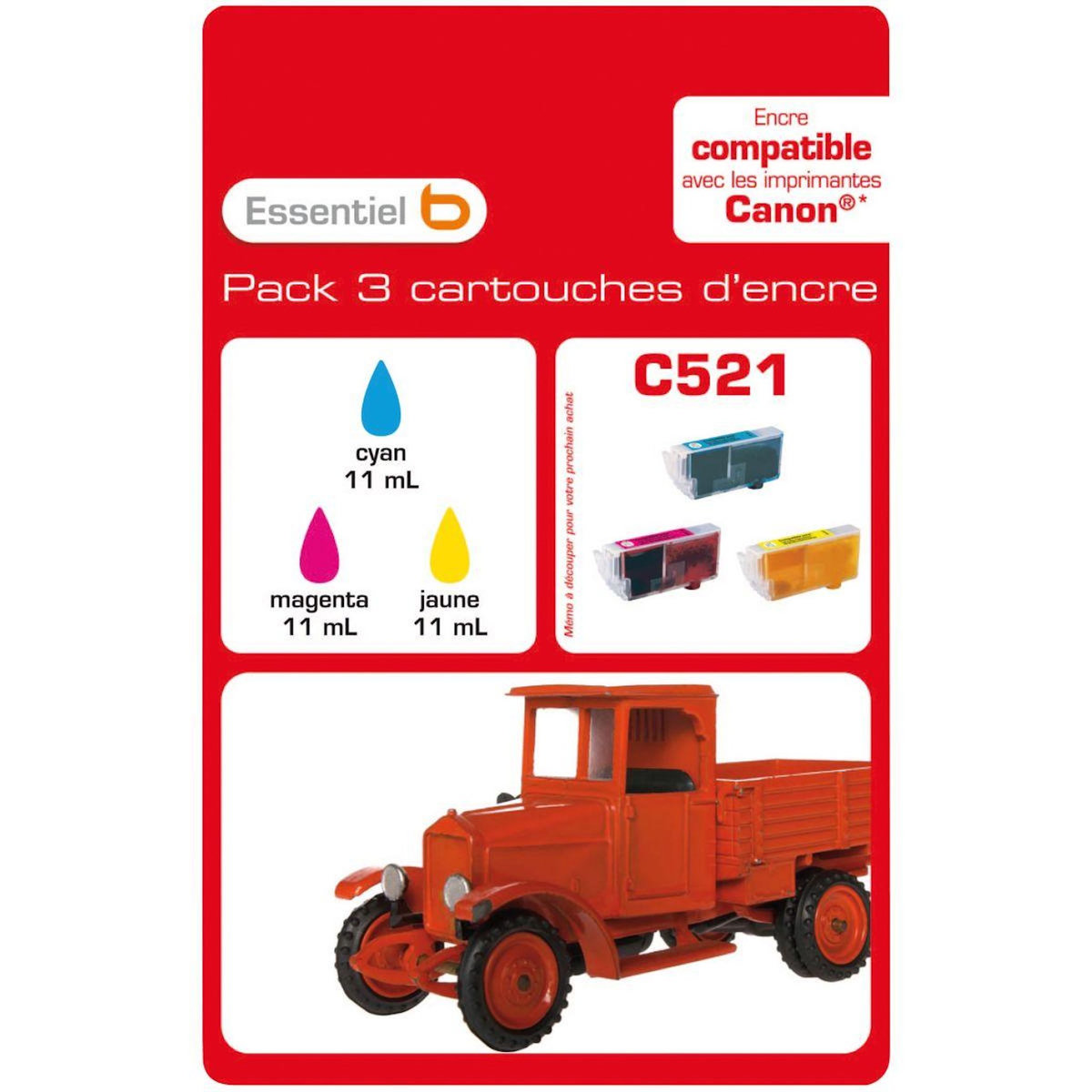 ESSENTIEL B Cartouche d'encre C521 C/M/J Série Camion