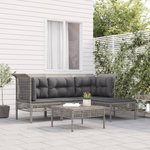 VIDAXL Salon de jardin 5 pcs avec coussins Gris Resine tressee
