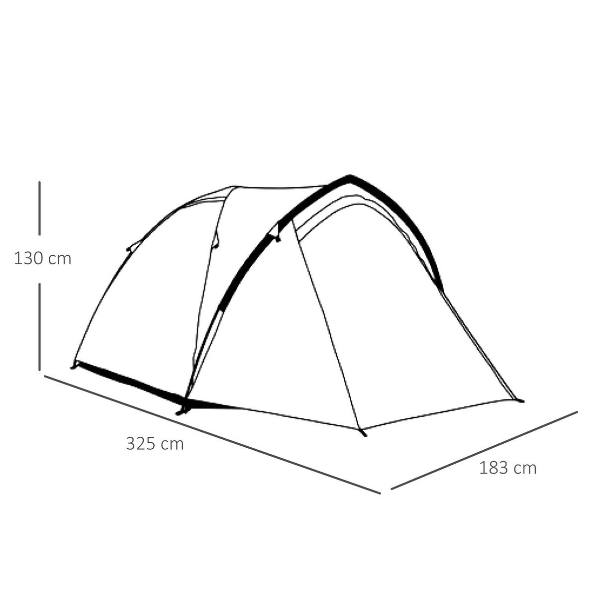 OUTSUNNY Tente de camping 2-3 personnes montage facile 2 portes fenêtres dim. 3,25L x 1,83l x 1,3H m fibre verre polyester PE vert