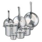 ELO Ensemble de 3 Poêles de cuisson 24, 28 et 32 cm et 4 faitouts 12, 16, 20 et 26 cm Elo Profi Citrin