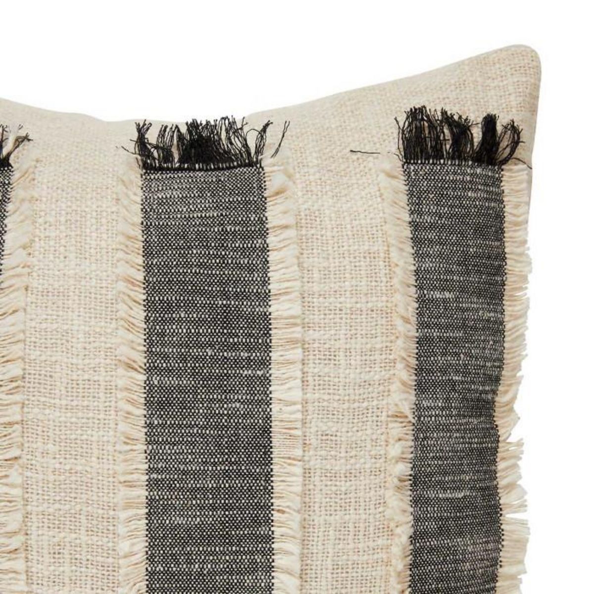 ATMOSPHERA Coussin Déco à Franges  Malakite  50x50cm Noir & Blanc