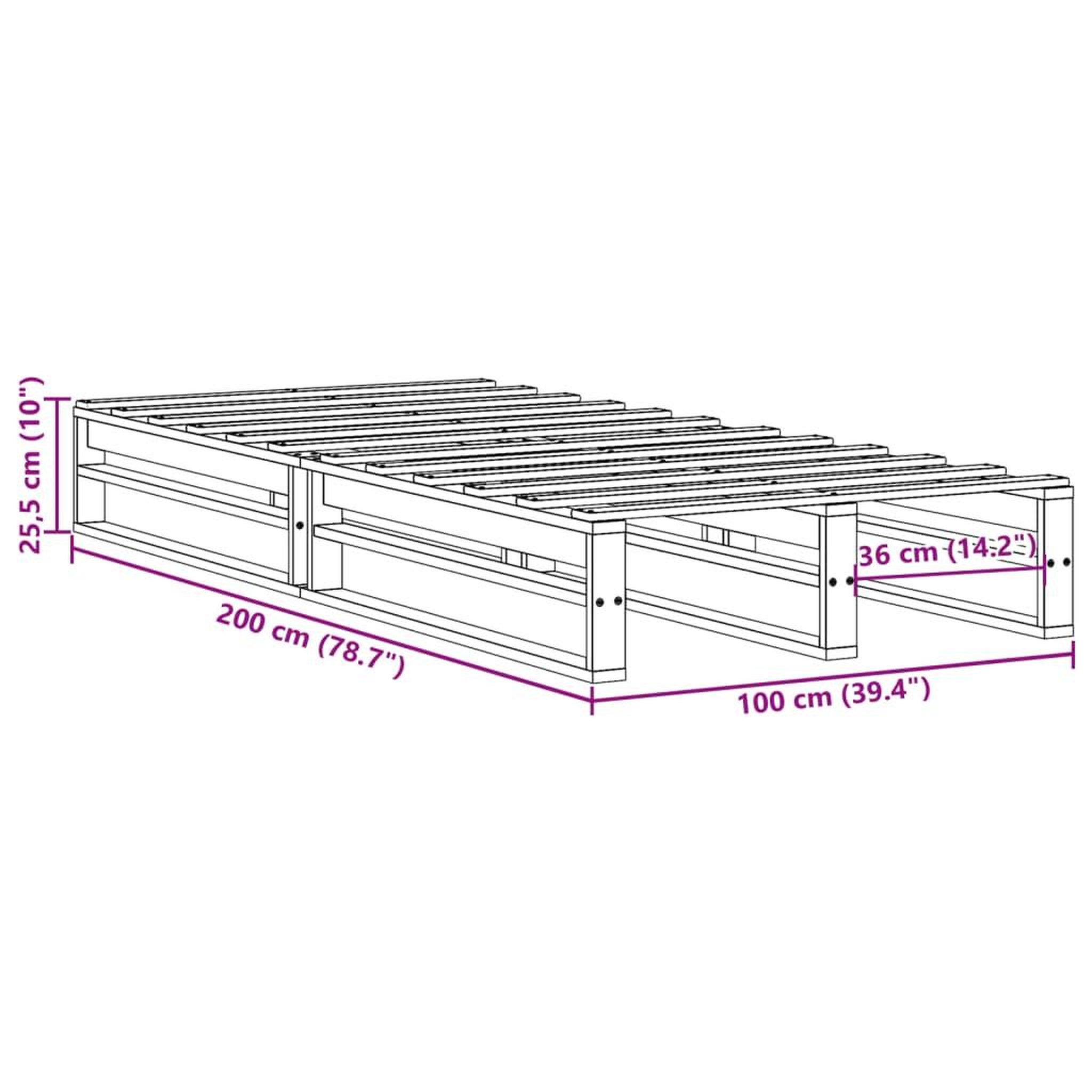 Voir la diapositive 6 : VIDAXL Cadre de lit sans matelas blanc 100x200 cm bois de pin massif