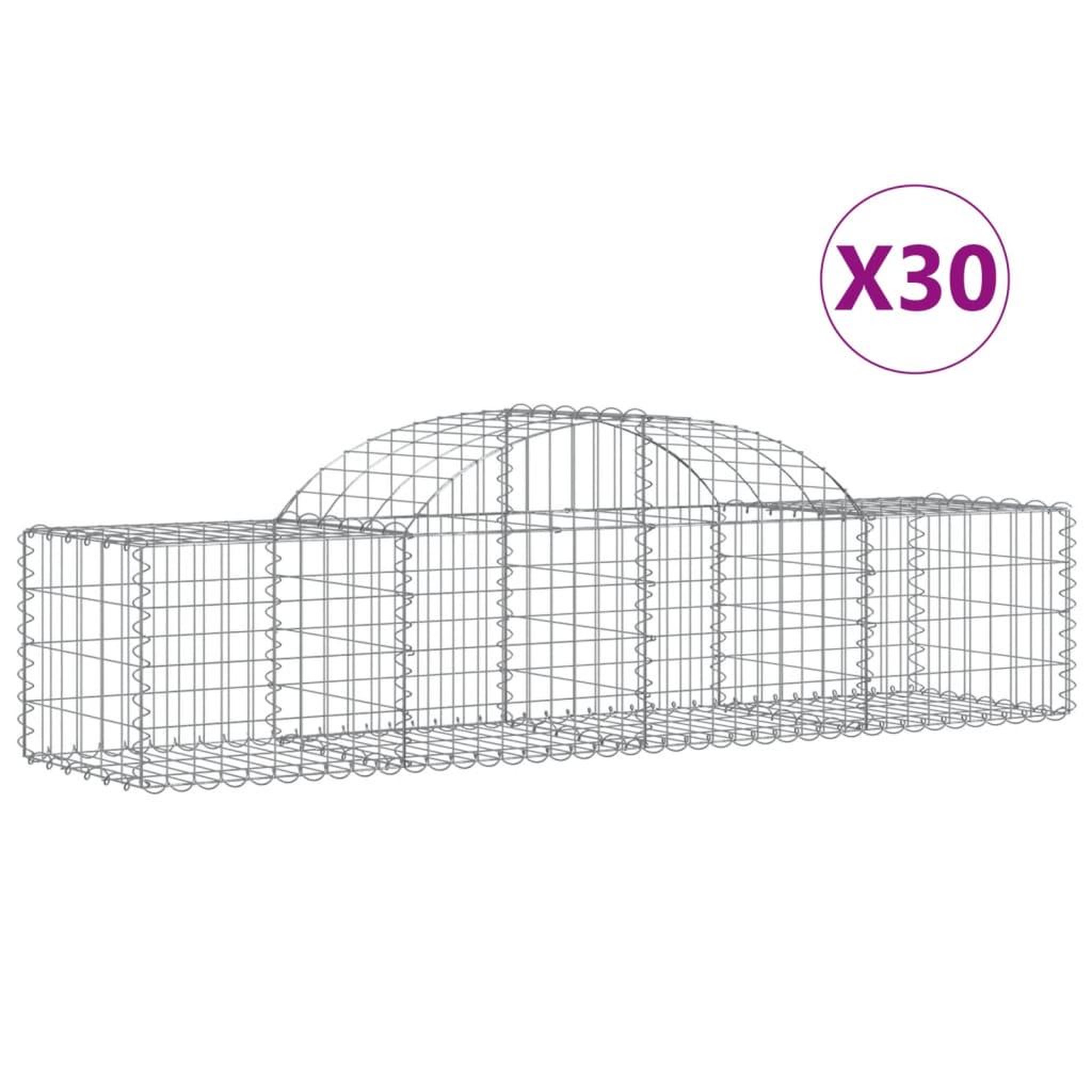 Voir la diapositive 2 : VIDAXL Paniers a gabions arques 30 pcs 200x50x40/60 cm fer galvanise