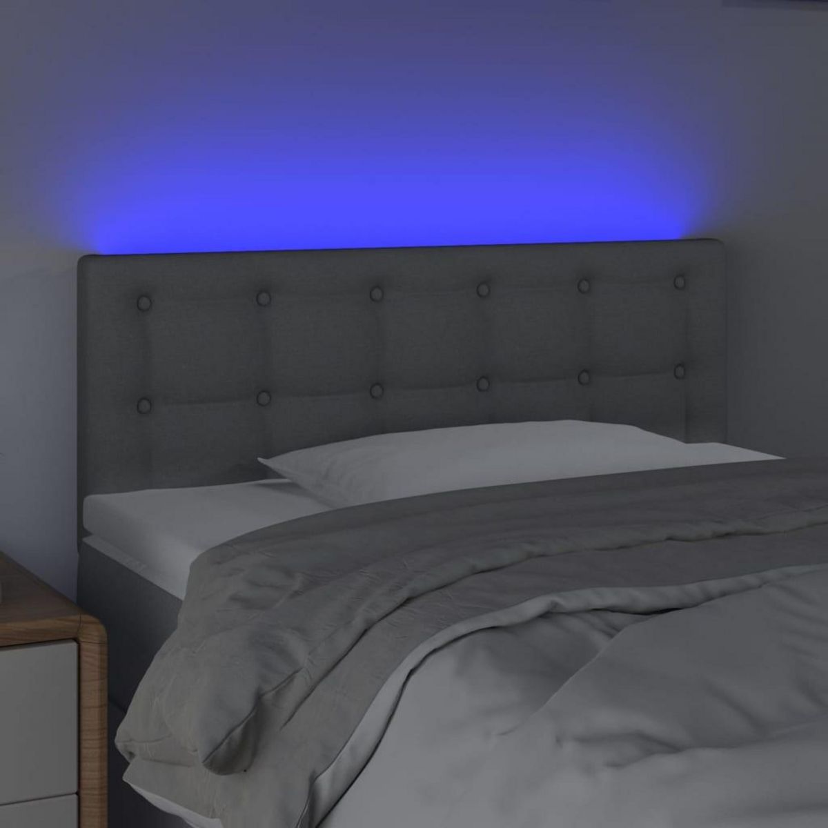 VIDAXL Tete de lit a LED Gris clair 80x5x78/88 cm Tissu