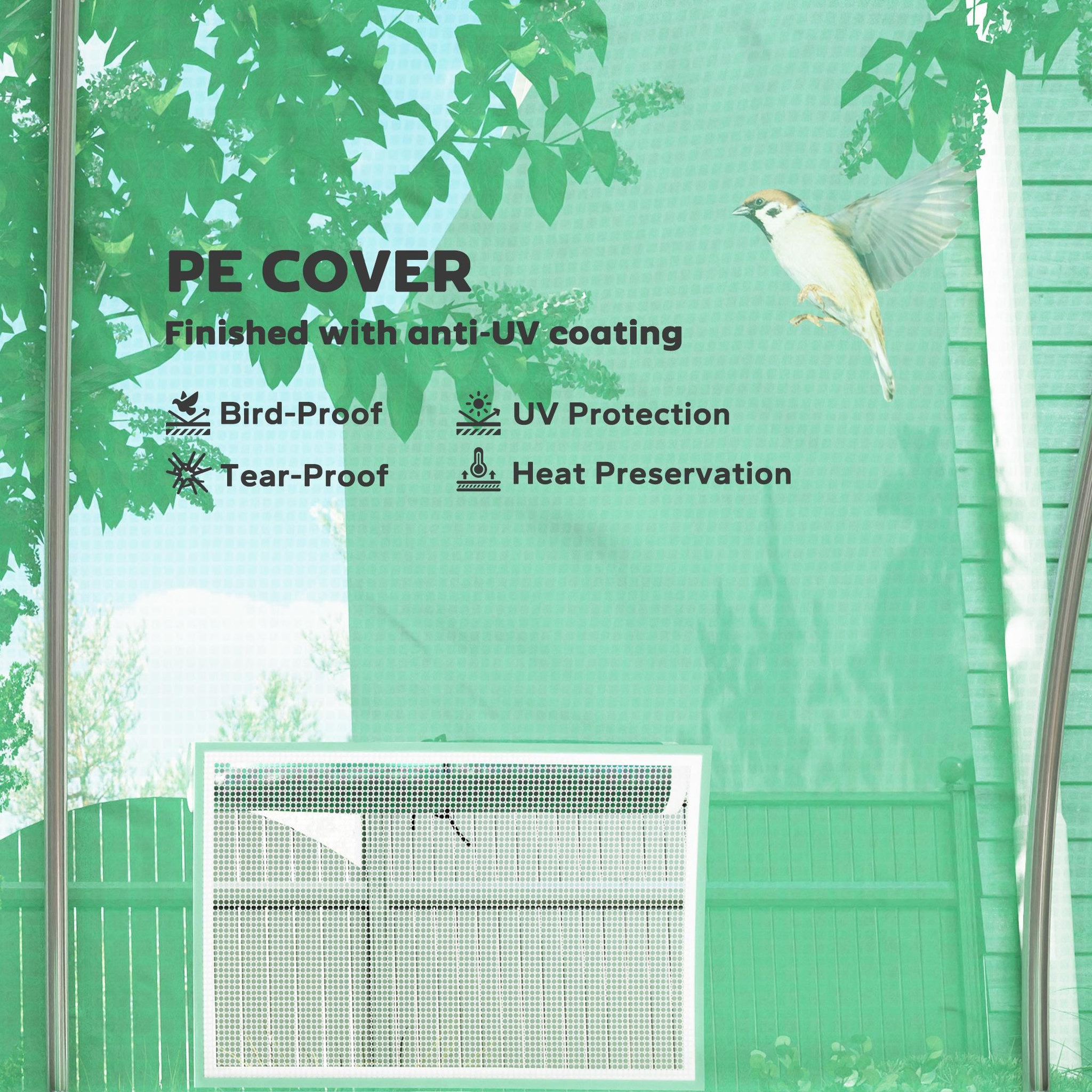 Voir la diapositive 5 : OUTSUNNY Serre tunnel 24m² dim. 8l x 3l x 2h m - 16 fenêtres, porte zippée - acier galvanisé pe haute densité vert