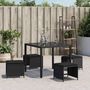 Voir la diapositive 3 : VIDAXL Tabourets de jardin et coussins lot de 4 noir 41x41x36 cm rotin