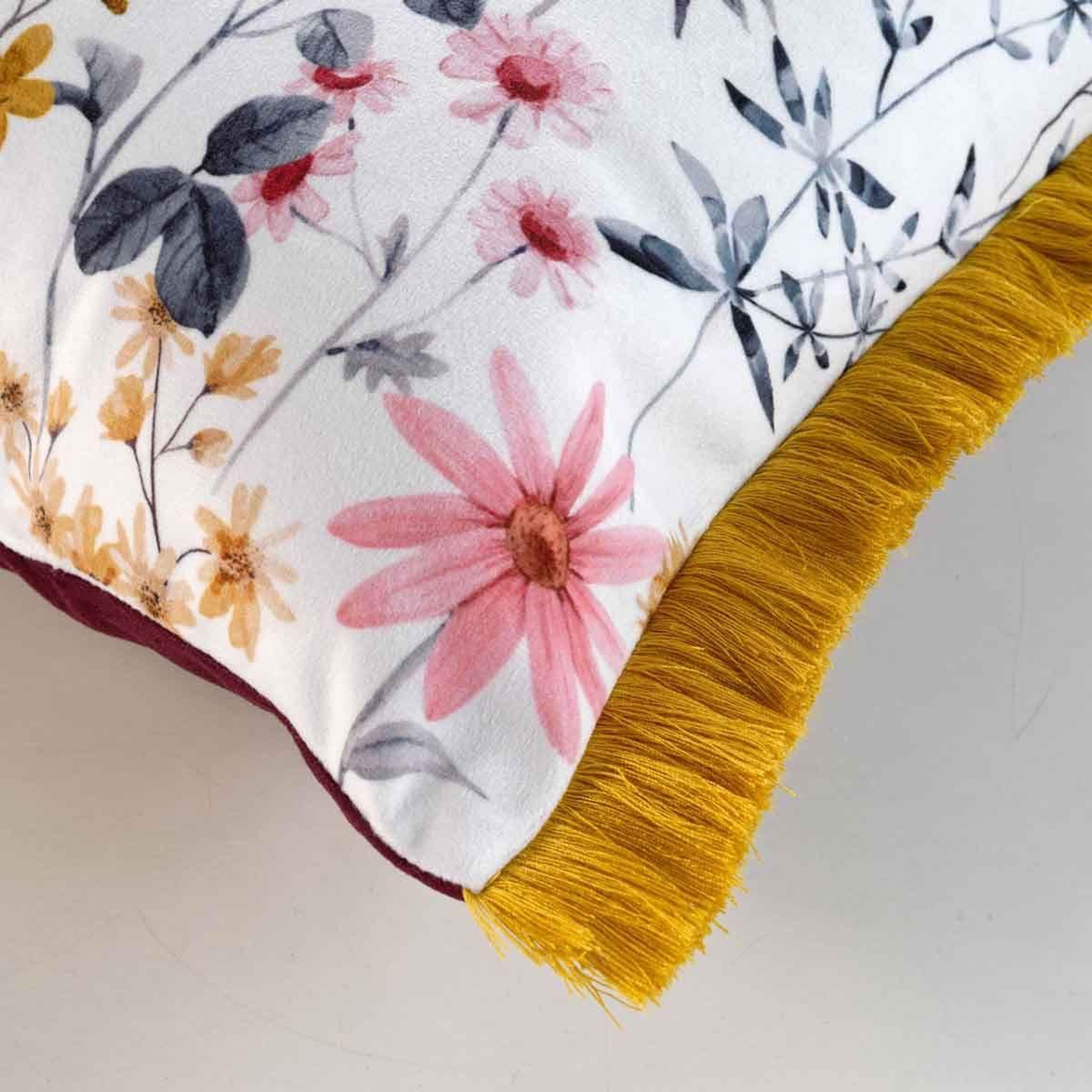 Voir la diapositive 2 : Douceur d'Intérieur Coussin déco en velours  florabella  40x40cm blanc