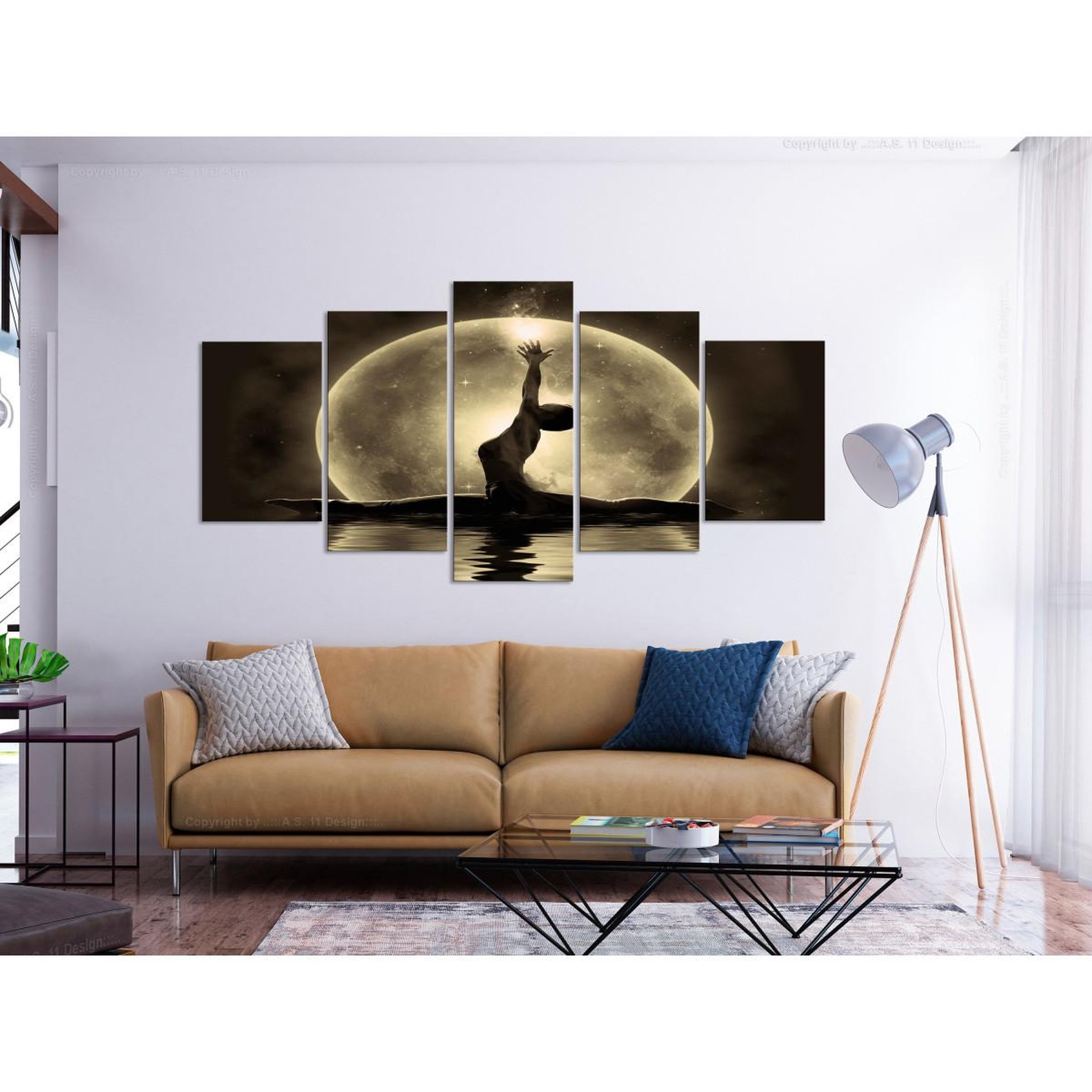 Voir la diapositive 2 : Paris Prix Tableau imprimé 5 panneaux  twine wide golden