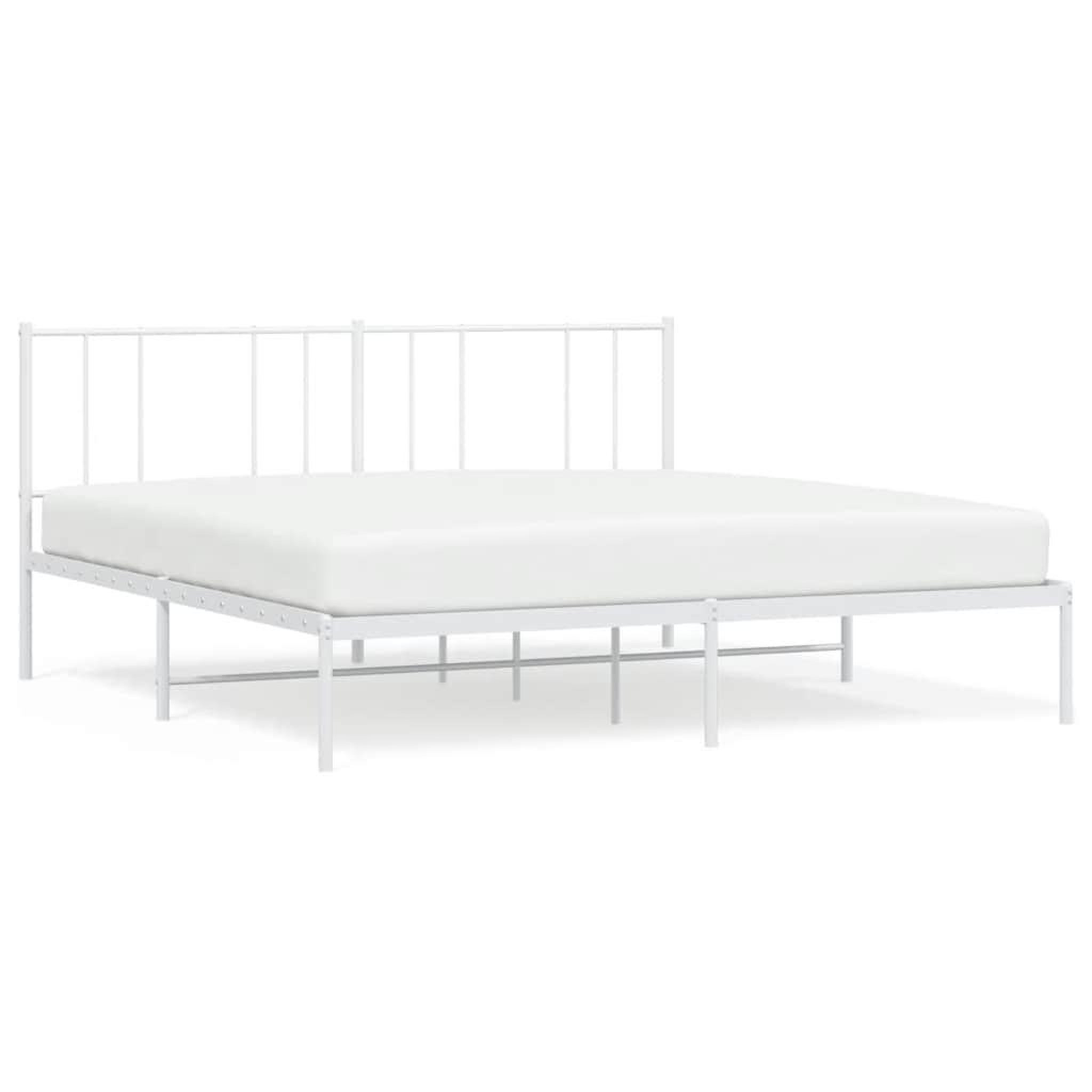 Voir la diapositive 2 : VIDAXL Cadre de lit metal sans matelas et tete de lit blanc 183x213 cm