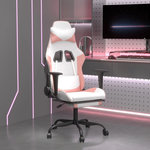 VIDAXL Chaise de jeu avec repose-pied Blanc et rose Similicuir
