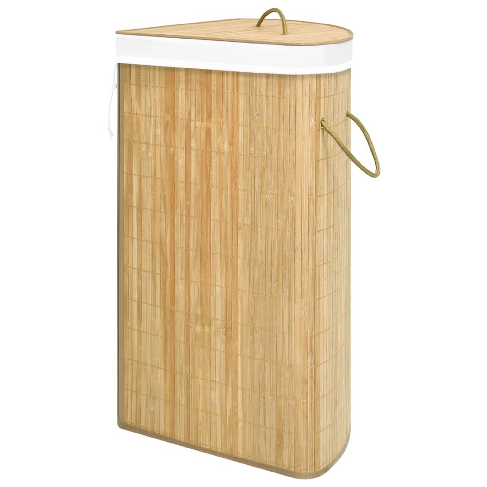 Voir la diapositive 4 : VIDAXL Panier a linge d'angle Bambou 60 L