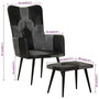 Voir la diapositive 6 : VIDAXL Fauteuil avec repose-pieds Noir Cuir veritable et toile
