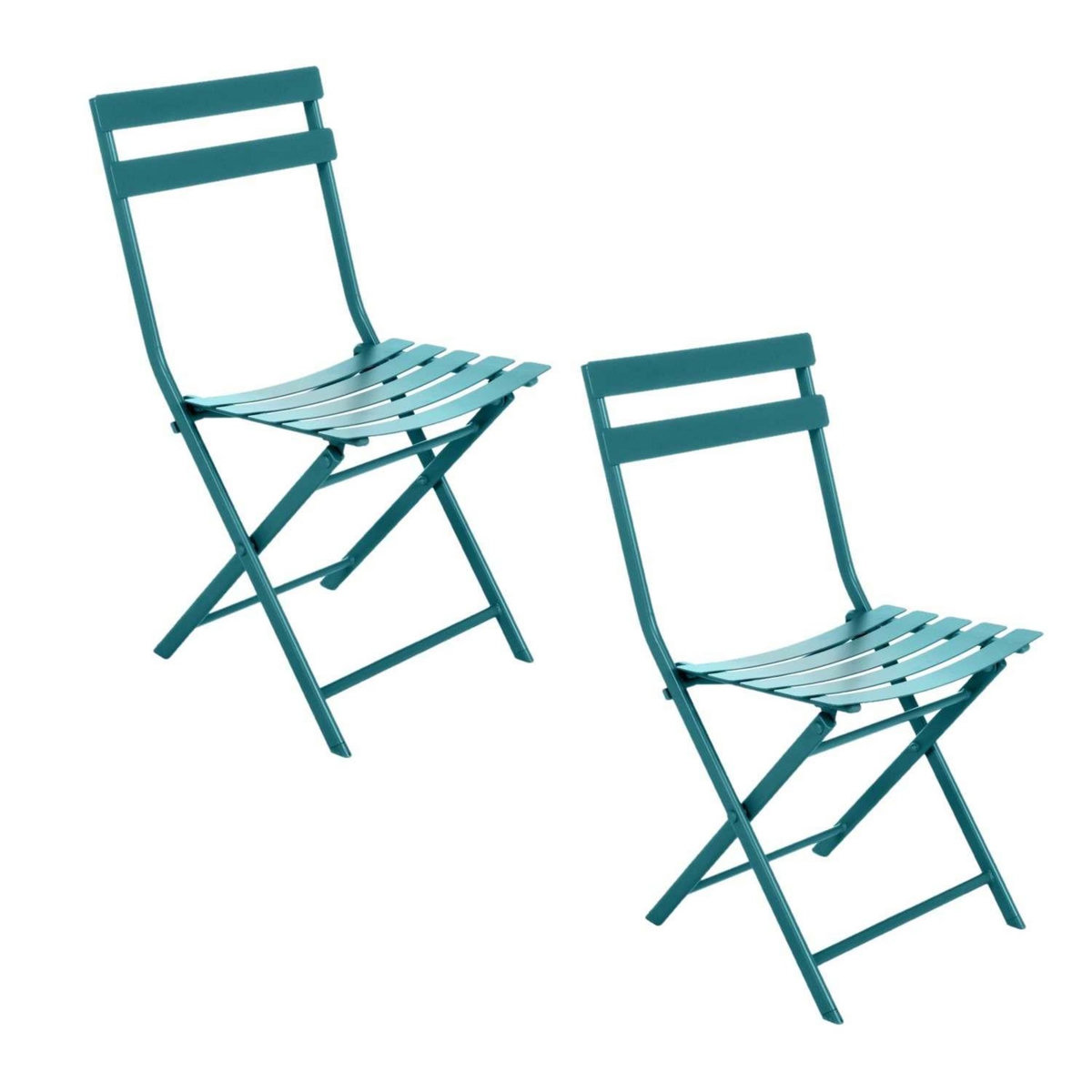 HESPERIDE Ensemble table de jardin pliante + 2 chaises Greensboro - Bleu canard