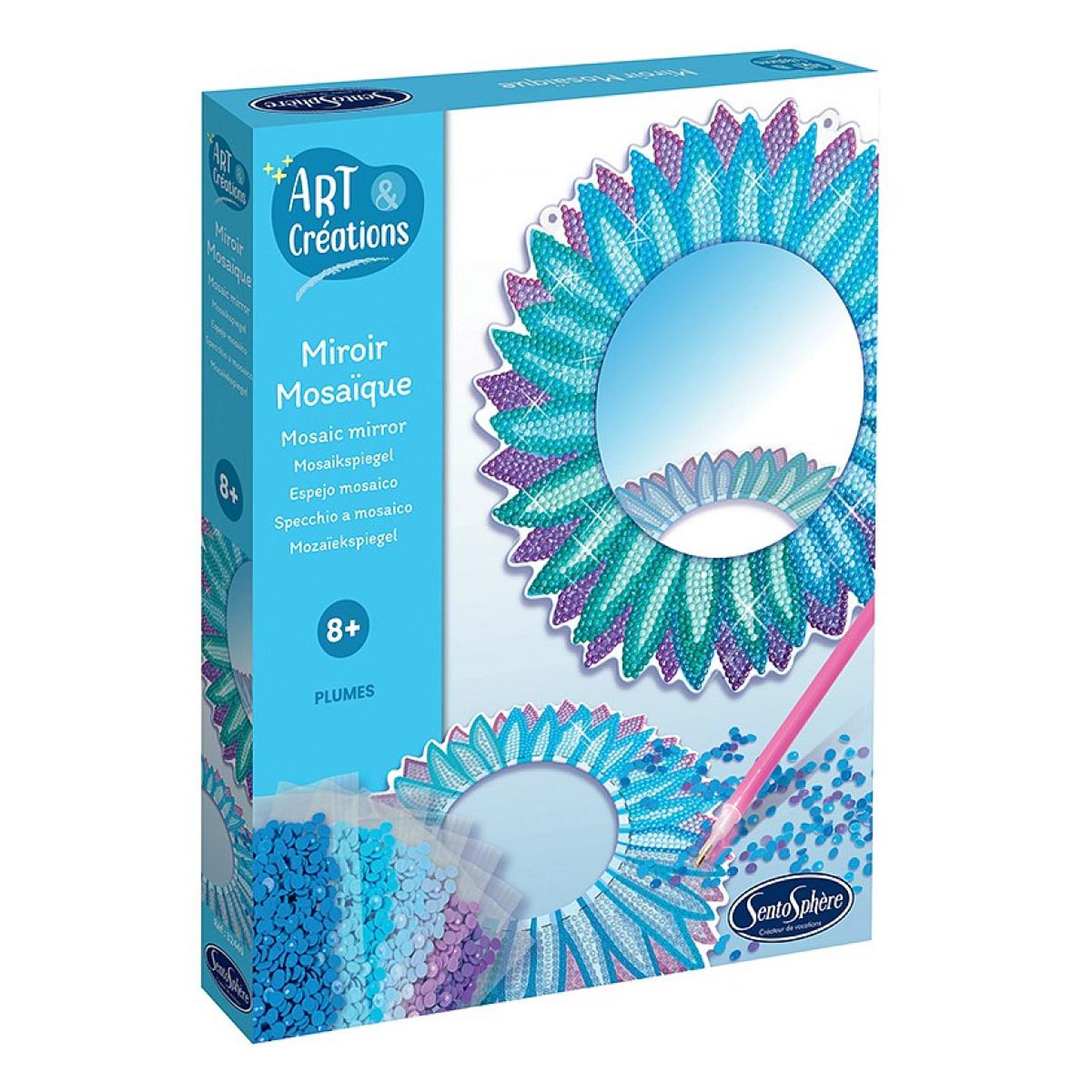 Voir la diapositive 2 : Sentosphere Art  and  CREATIONS - Miroir mosaiques a diamanter - plumes