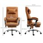 Voir la diapositive 3 : VINSETTO Fauteuil de bureau direction massant hauteur réglable dossier inclinable repose-pied intégré revêtement synthétique camel