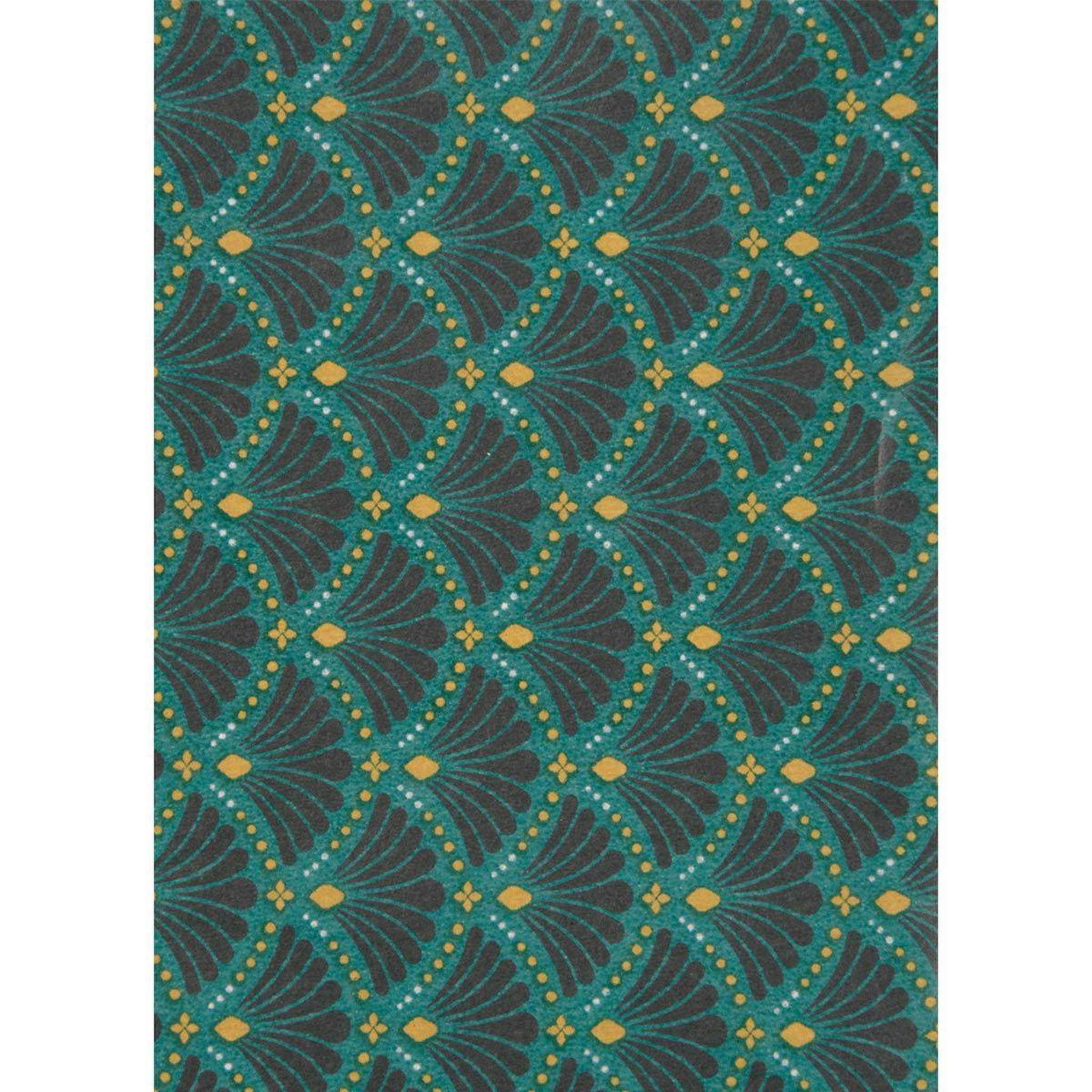 HOMEA Lot de 6 Feuilles de Papier Patch  Floral Damask  30x40cm Vert