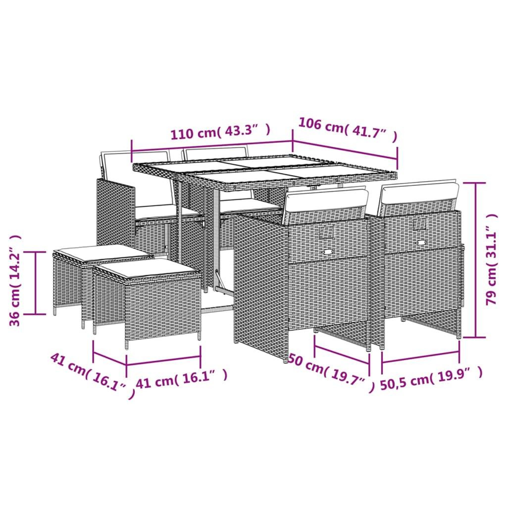 Voir la diapositive 6 : VIDAXL Ensemble a manger de jardin et coussins 9 pcs marron poly rotin