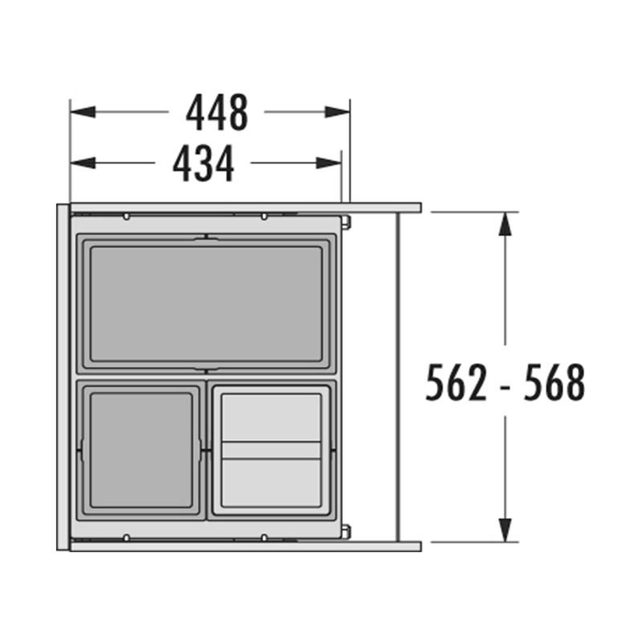 Voir la diapositive 4 : HAILO Poubelle de cuisine tri sélectif 3 bacs encastrable 54l (28+13+13) hailo as cargo