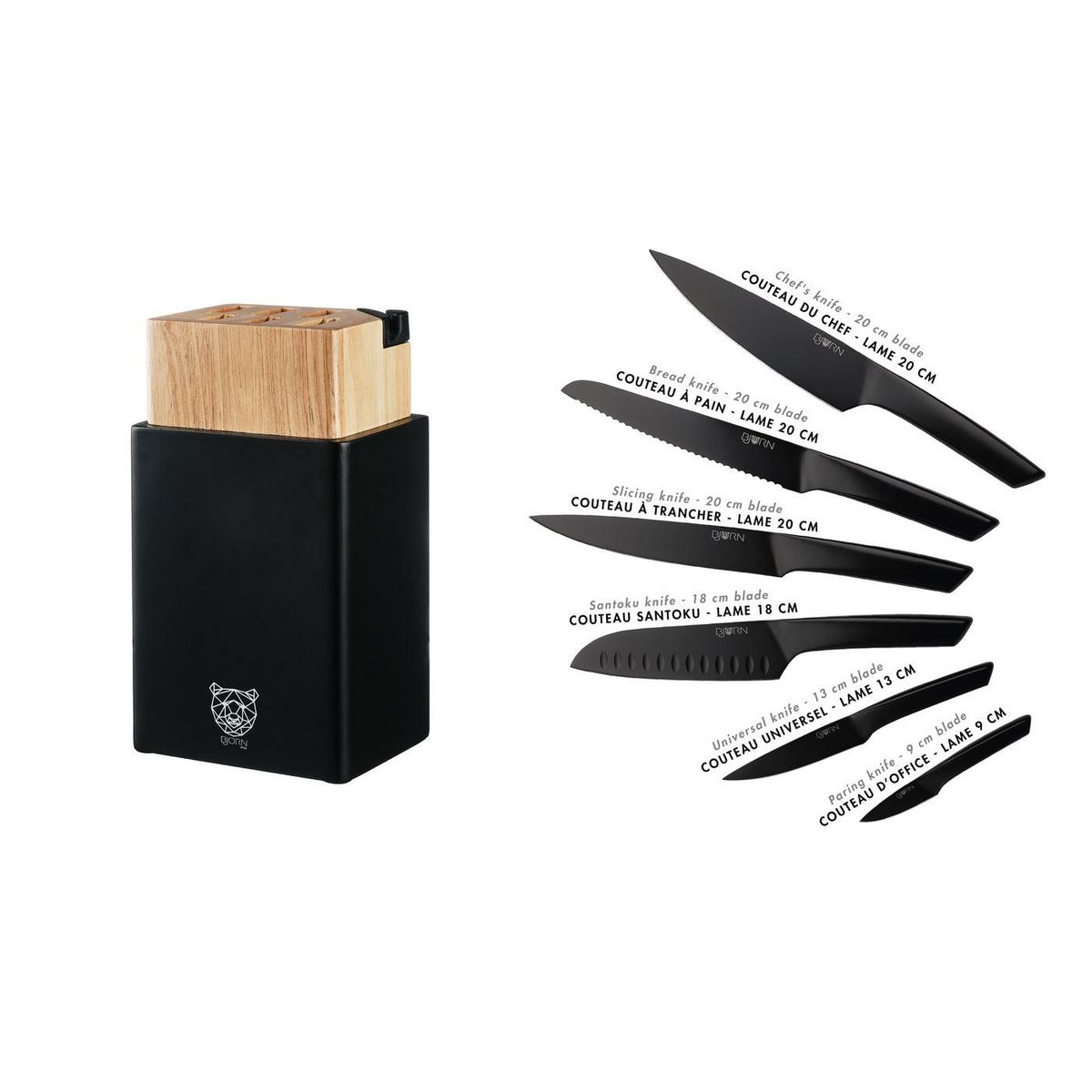 BJORN Bloc couteaux de cuisine JENSEN PORVOO - 8 pièces