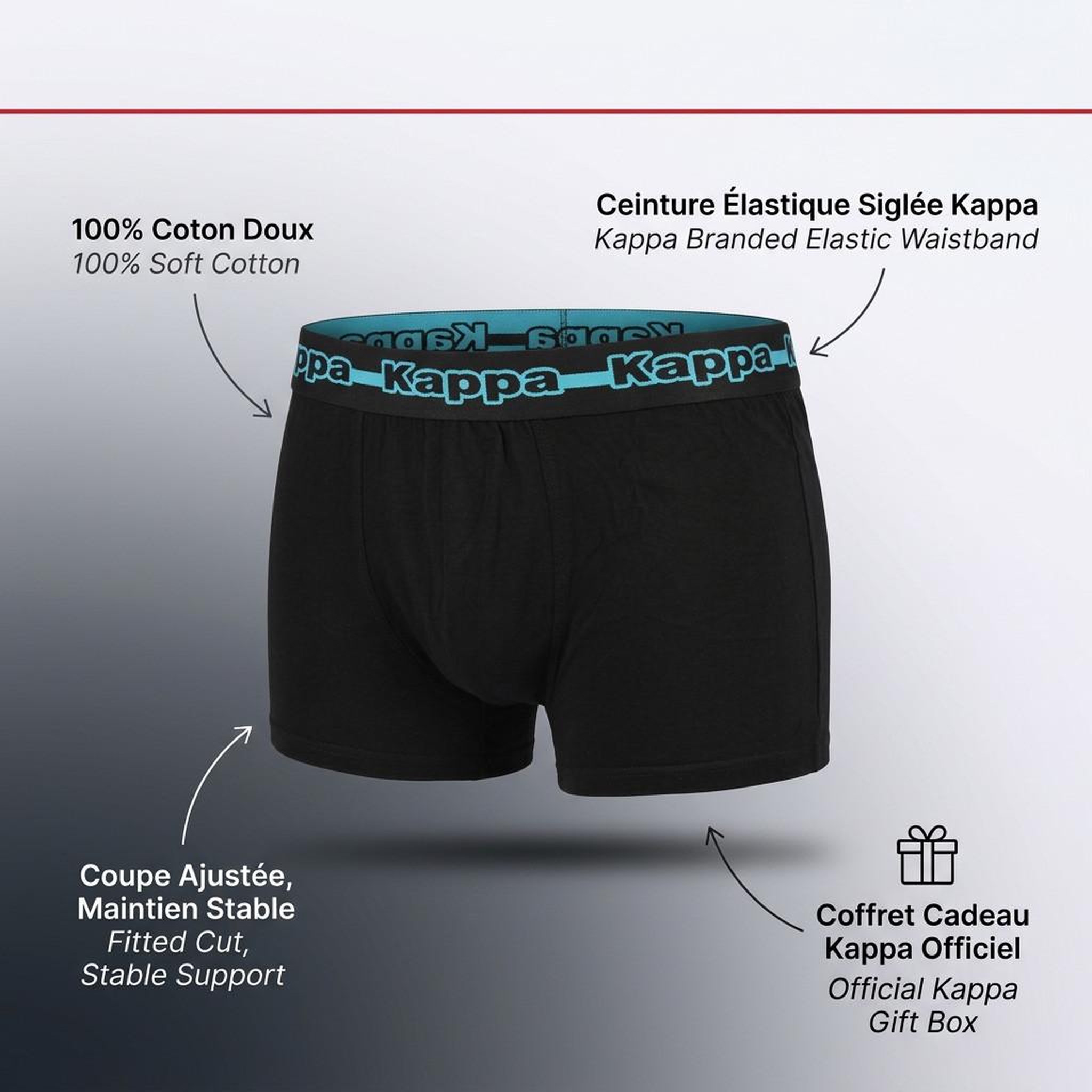 Voir la diapositive 5 : KAPPA KAPPA Boxers Homme Pack de 4 (Lot) - Coton, Coffret Cadeau