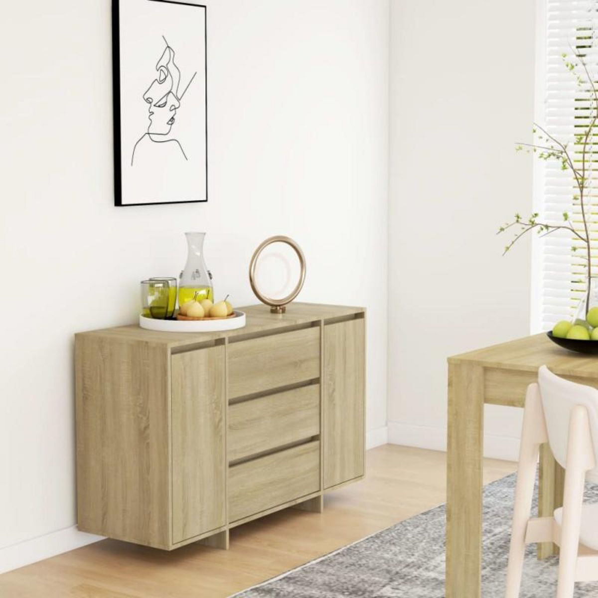 VIDAXL Buffet avec 3 tiroirs Chêne Sonoma 120x41x75 cm Bois ingénierie
