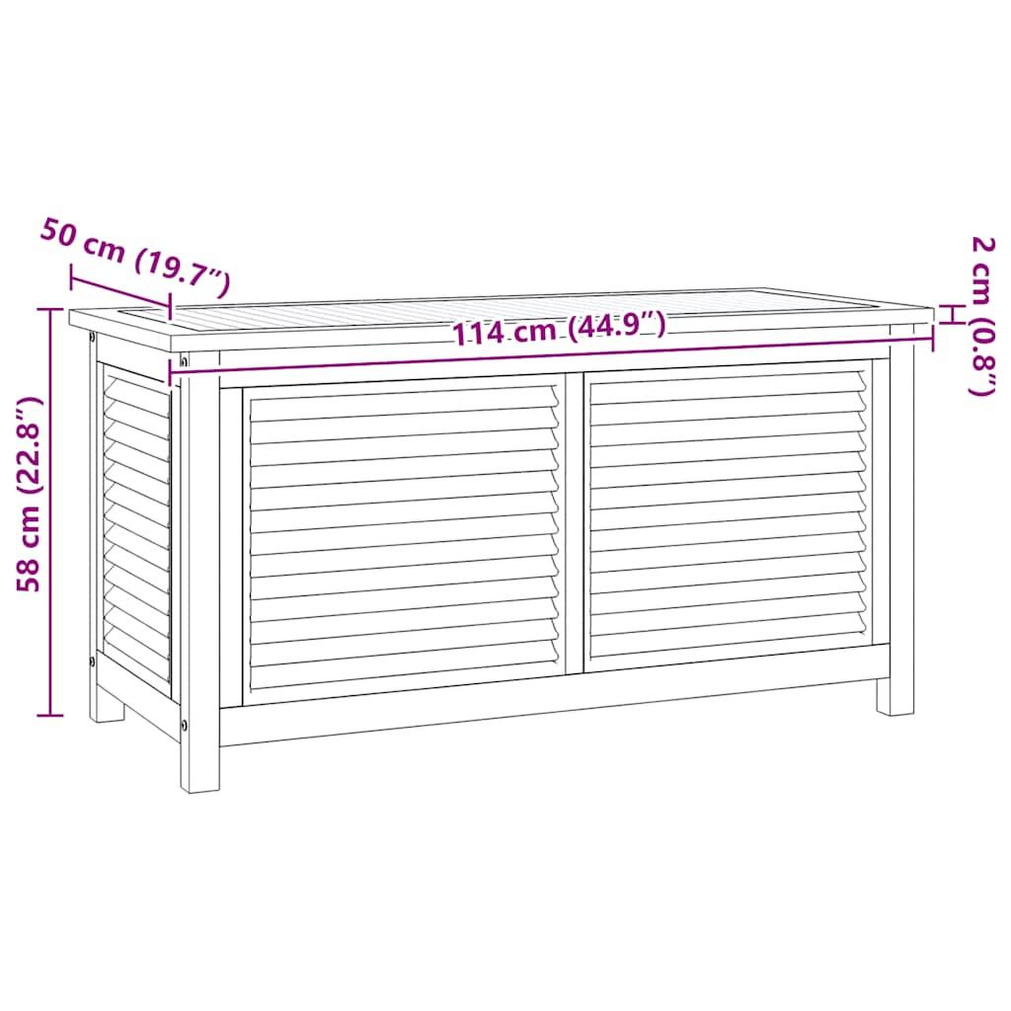 Voir la diapositive 6 : VIDAXL Boîte de rangement jardin et sac 114x50x58 cm bois massif teck
