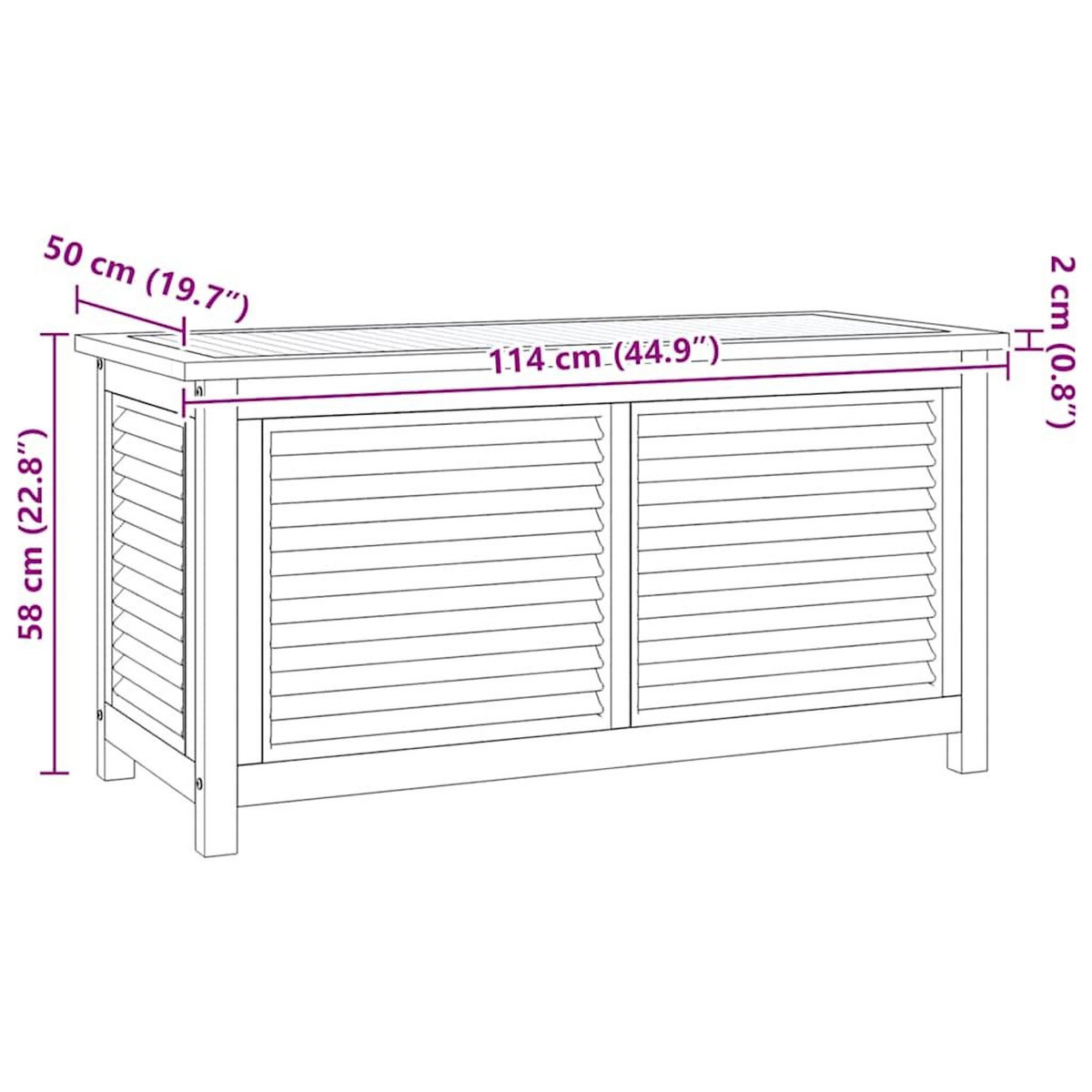 VIDAXL Boîte de rangement jardin et sac 114x50x58 cm bois massif teck