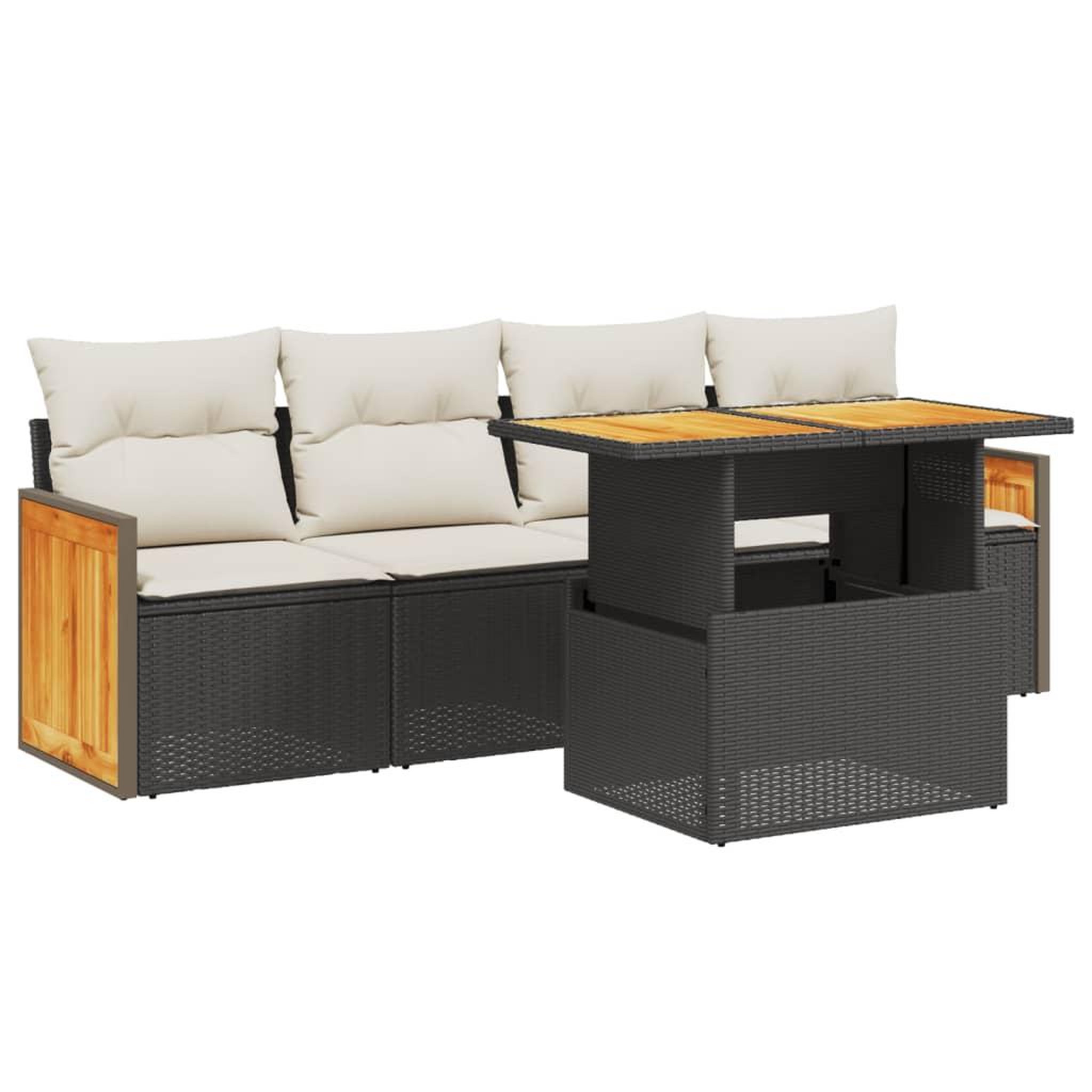 Voir la diapositive 2 : VIDAXL Salon de jardin 5 pcs avec coussins noir resine tressee