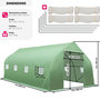 Voir la diapositive 6 : tectake Serre tunnel 27 m³ en forme de tente avec 8 fenêtres vert