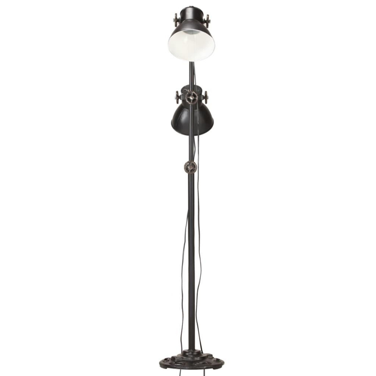 VIDAXL Lampadaire avec 2 abat-jour Noir E27 Fonte