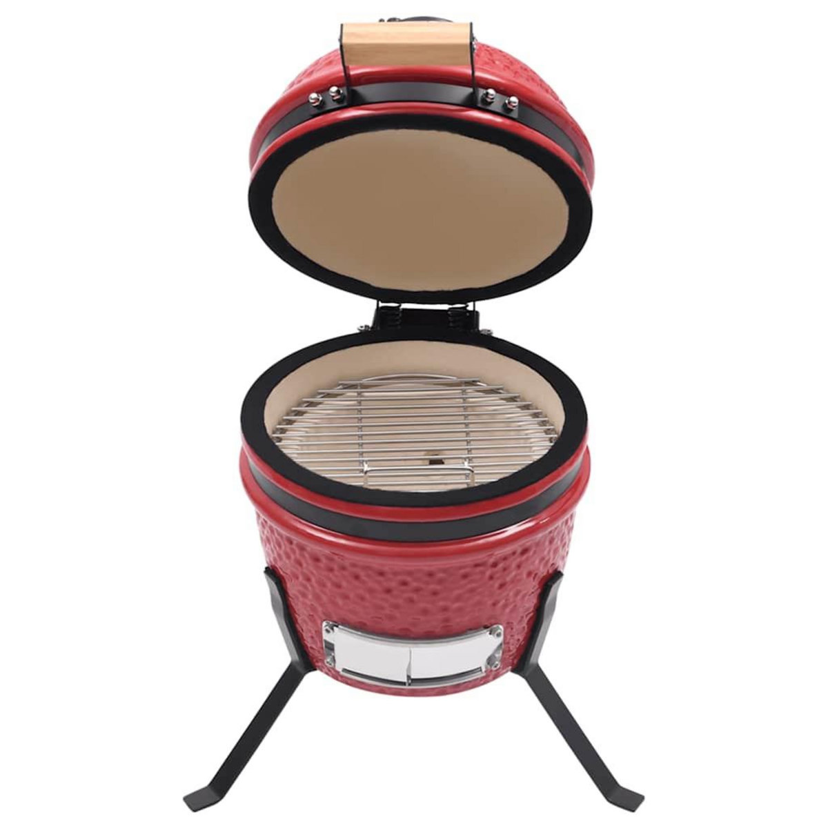 VIDAXL Barbecue a fumoir Kamado 2-en-1 Ceramique 56 cm Rouge