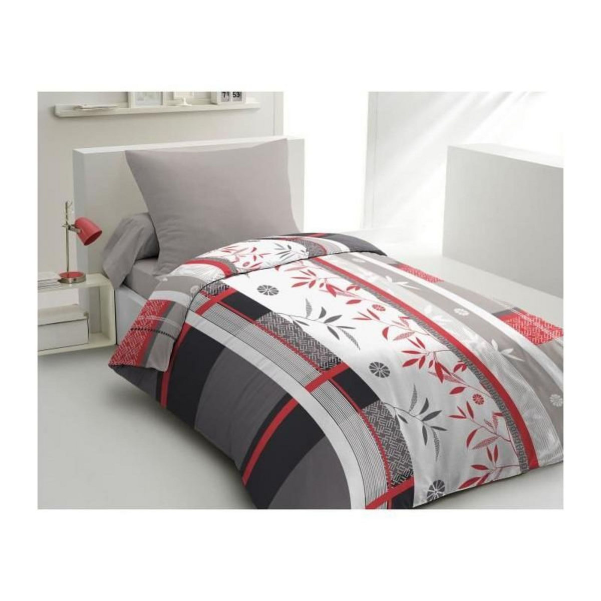 HOME LINGE PASSION Parure de lit microfibre - HOME LINGE PASSION - SHIZUOKA - Housse 140 x 200 cm + 1 taie d'oreiller 63 x 63 cm - Bleu