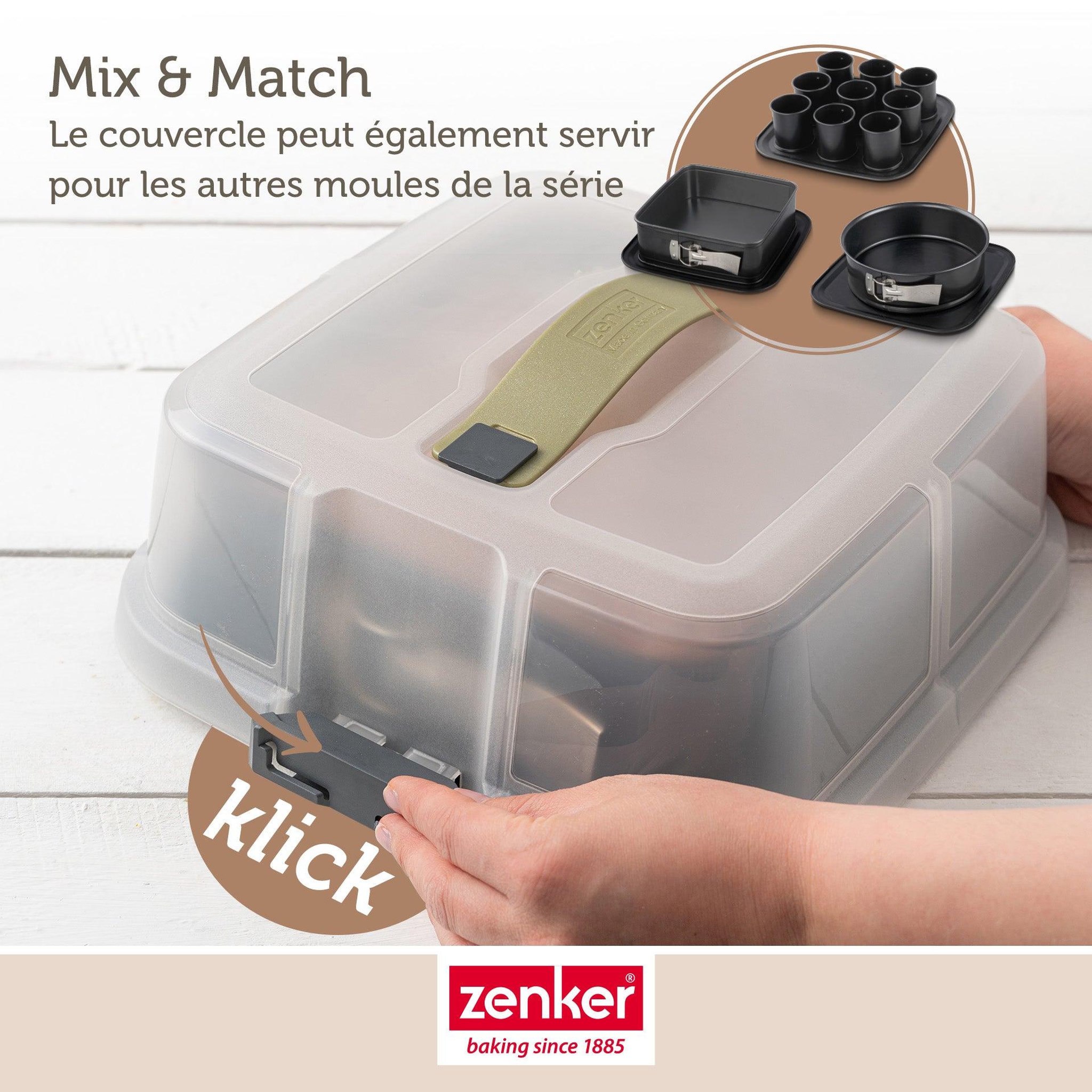 Voir la diapositive 6 : ZENKER Moule à charnière rond 23 cm avec couvercle de transport zenker bake click and go