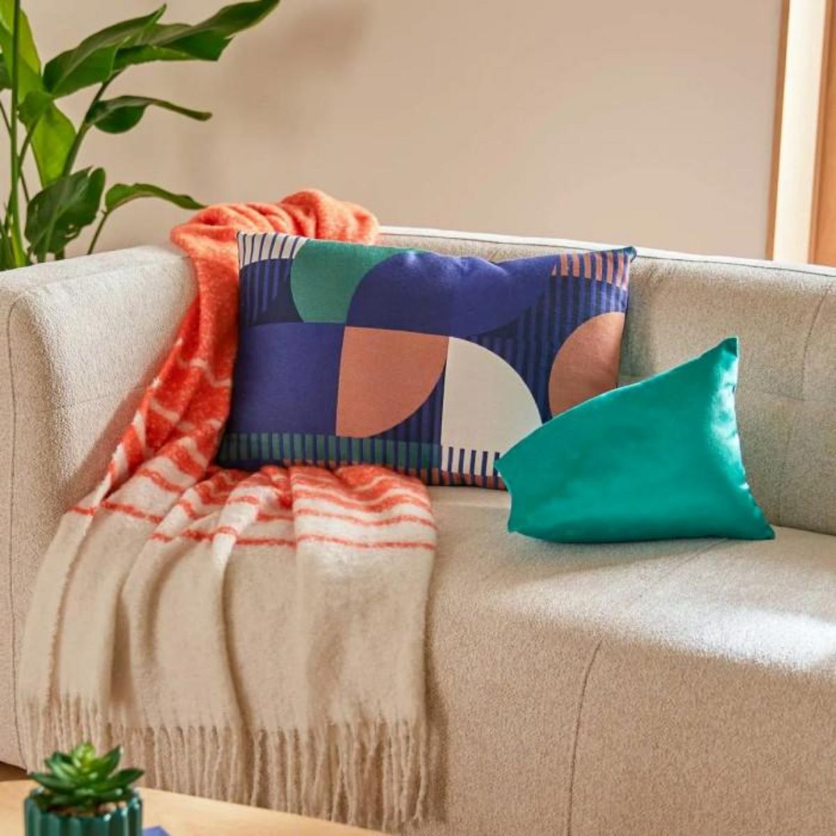 ATMOSPHERA Coussin en Jacquard  Flow  38x58cm Bleu Indigo