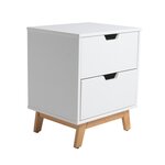 VS VENTA-STOCK Table de Chevet Miranda 2 tiroirs Blanc, MDF laqué en couler Blanc