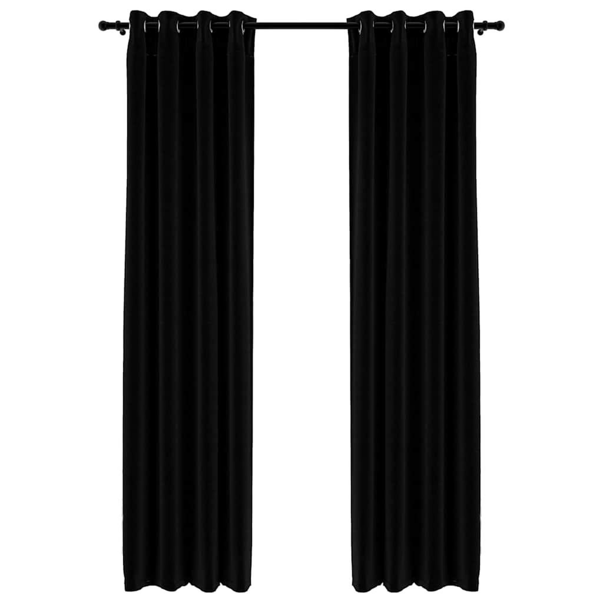 Voir la diapositive 2 : VIDAXL Rideaux occultants Aspect lin avec œillets 2 pcs Noir 140x225cm