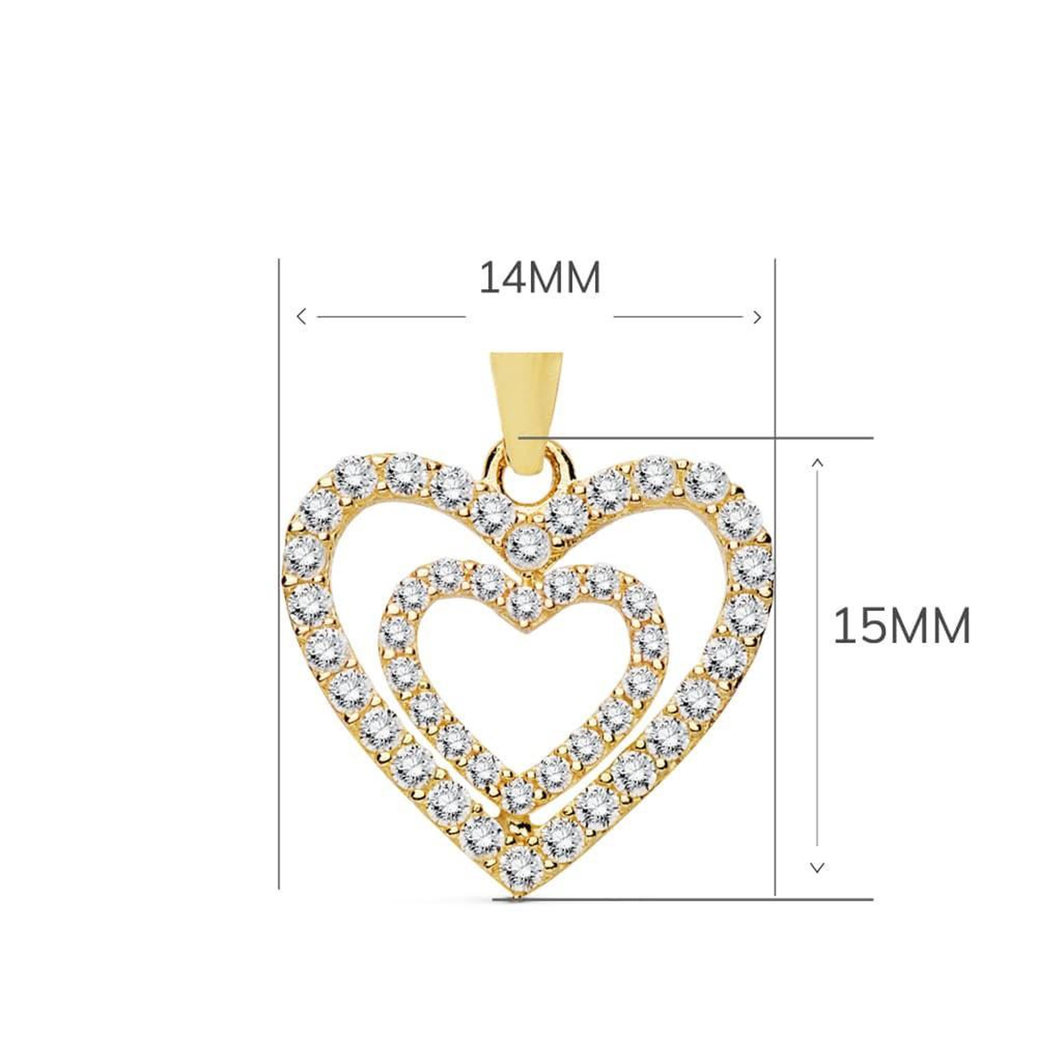 Voir la diapositive 2 : L'ATELIER D'AZUR Collier - Pendentif Or 18 Carats 750/000 Jaune  - Coeur Double - Chaine Dorée