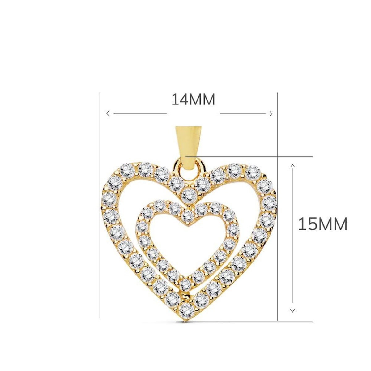 L'ATELIER D'AZUR Collier - Pendentif Or 18 Carats 750/000 Jaune  - Coeur Double - Chaine Dorée