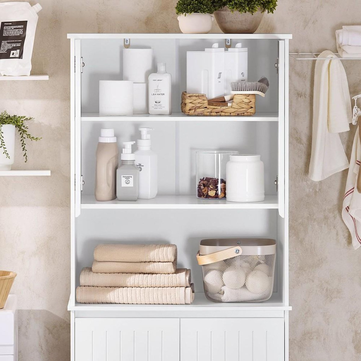 SOBUY SoBuy - Colonne De Salle De Bain à 4 portes - Blanc - 70x37x170cm - Nordique - BZR150-W